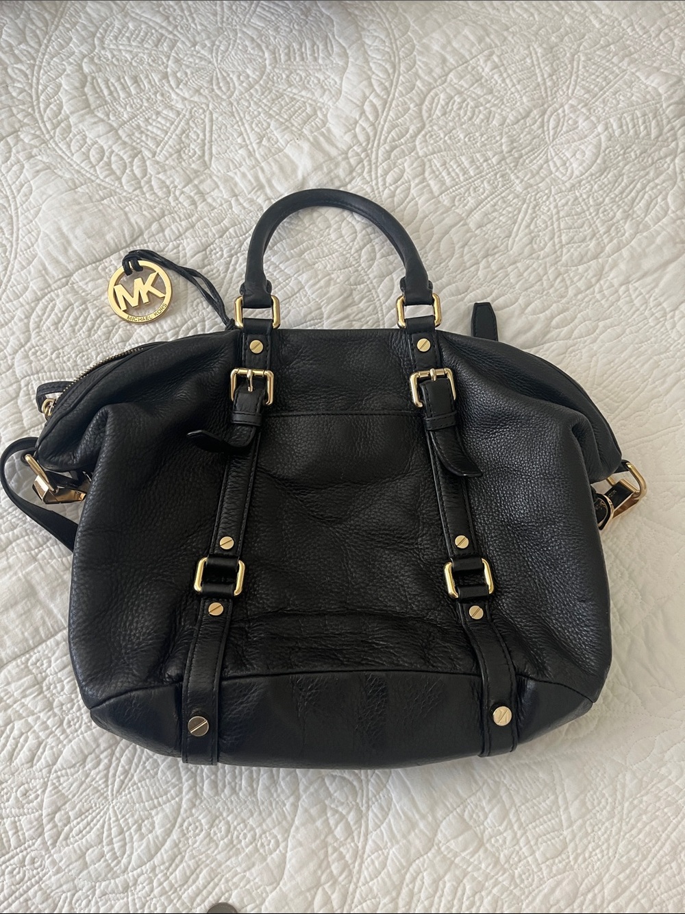 Michael Kors Black Pebbled Leather Satchel with Gold Hardware - Picture 4 of 4